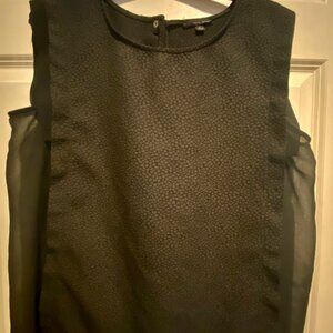 Harve Benard Black Embossed Dot Design Sheer Side Panels Blouse Women's Size L